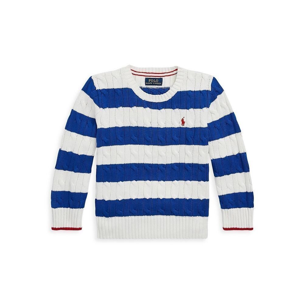 Polo Ralph Lauren Boys Blue and White Stripe Cable Knit Sweater Size S(8)